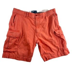 VTG Polo Ralph Lauren Cargo Shorts Mens 38‎ Chino Coral Orange Y2K Preppy Rugby